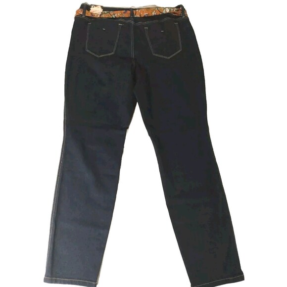 Royalty For Me Women Mid‎ Rise Skinny Dark Cloth Belt Denim Jeans Size 16P - Picture 6 of 8